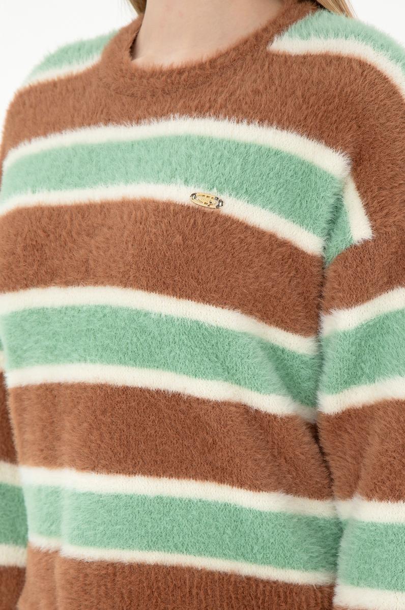 Kadın Camel Bisiklet Yaka Kazak