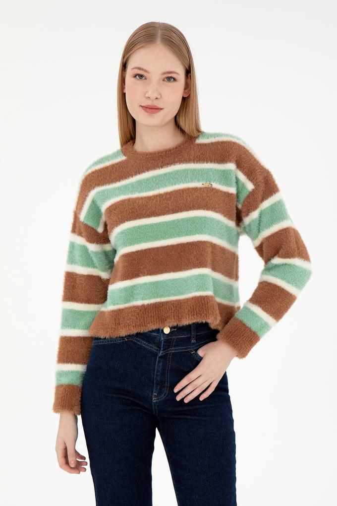 Kadın Camel Bisiklet Yaka Kazak