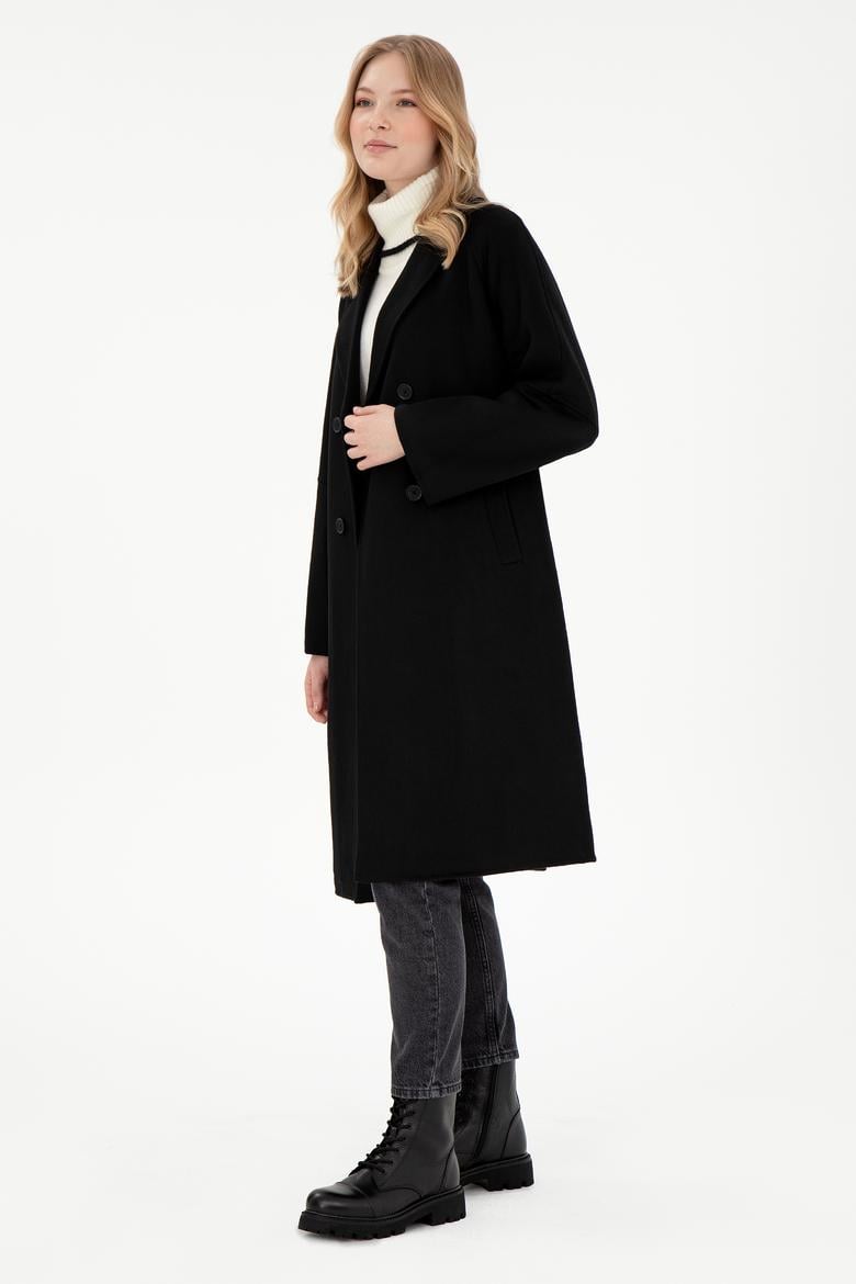 Kadın Siyah Kaşe Kaban - 50291521022