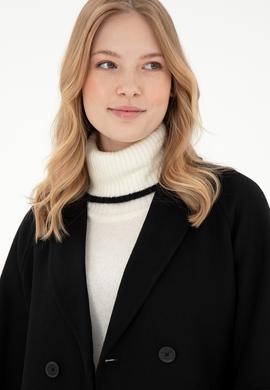 Kadın Siyah Kaşe Kaban - 50291521022