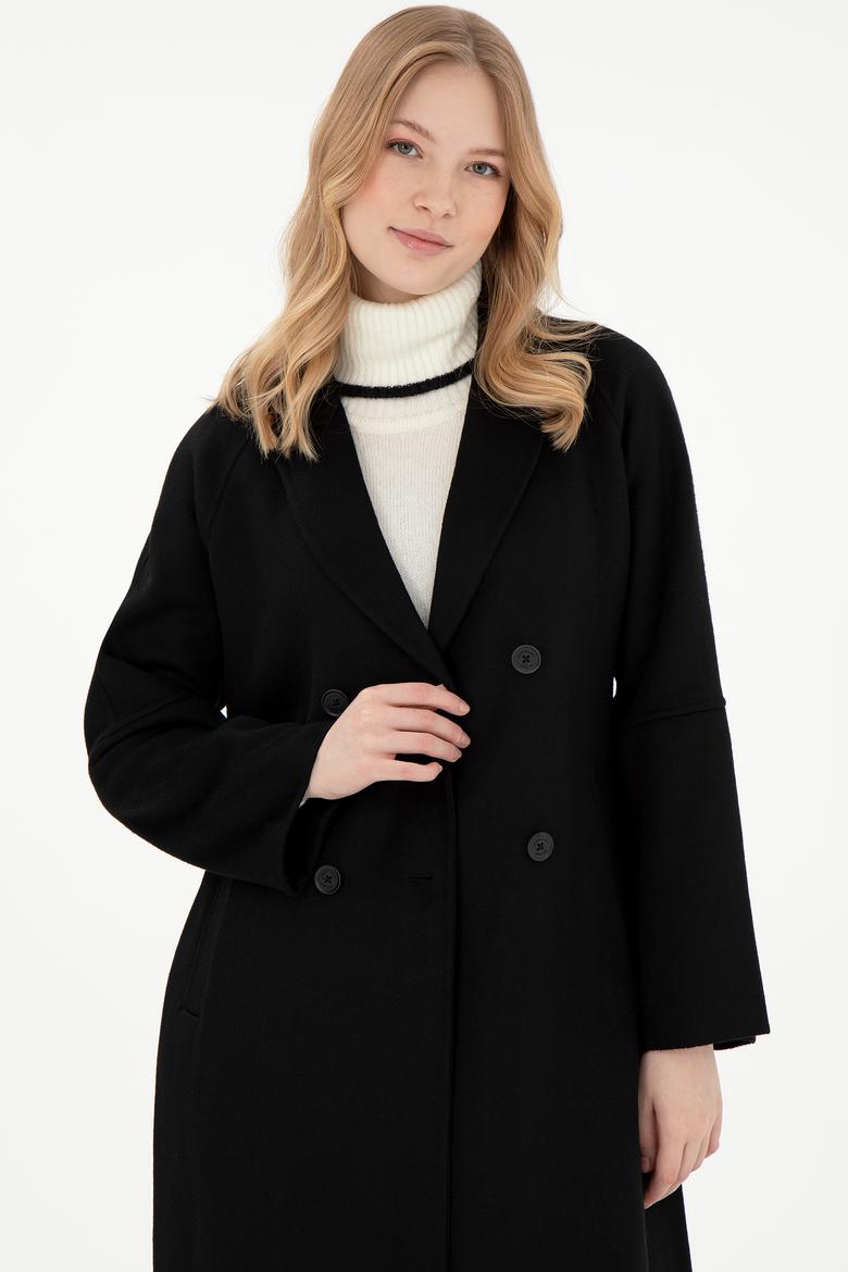 Kadın Siyah Kaşe Kaban - 50291521022