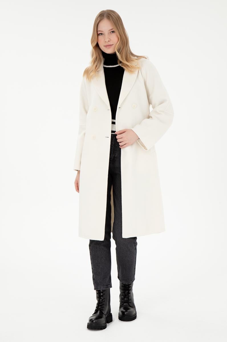 Kadın Krem Kaşe Kaban