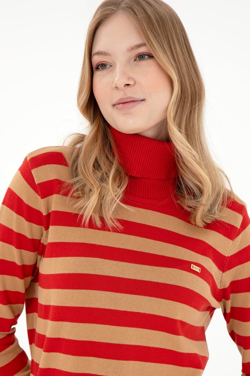 Kadın Kiremit Boğazlı Kazak