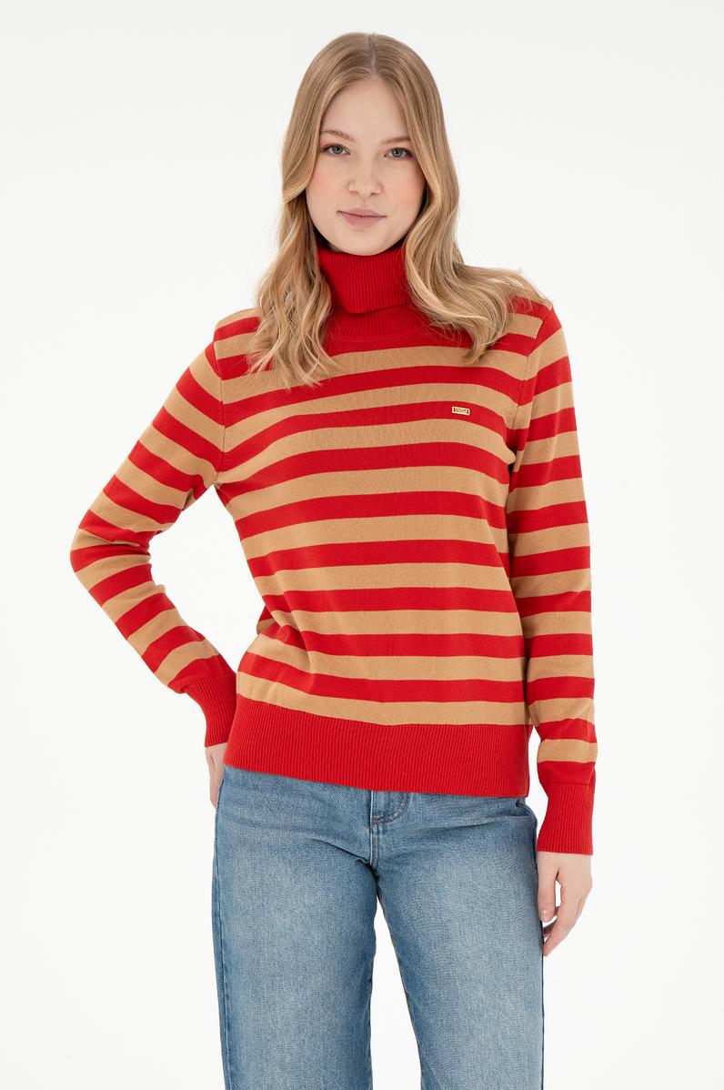 Kadın Kiremit Boğazlı Kazak