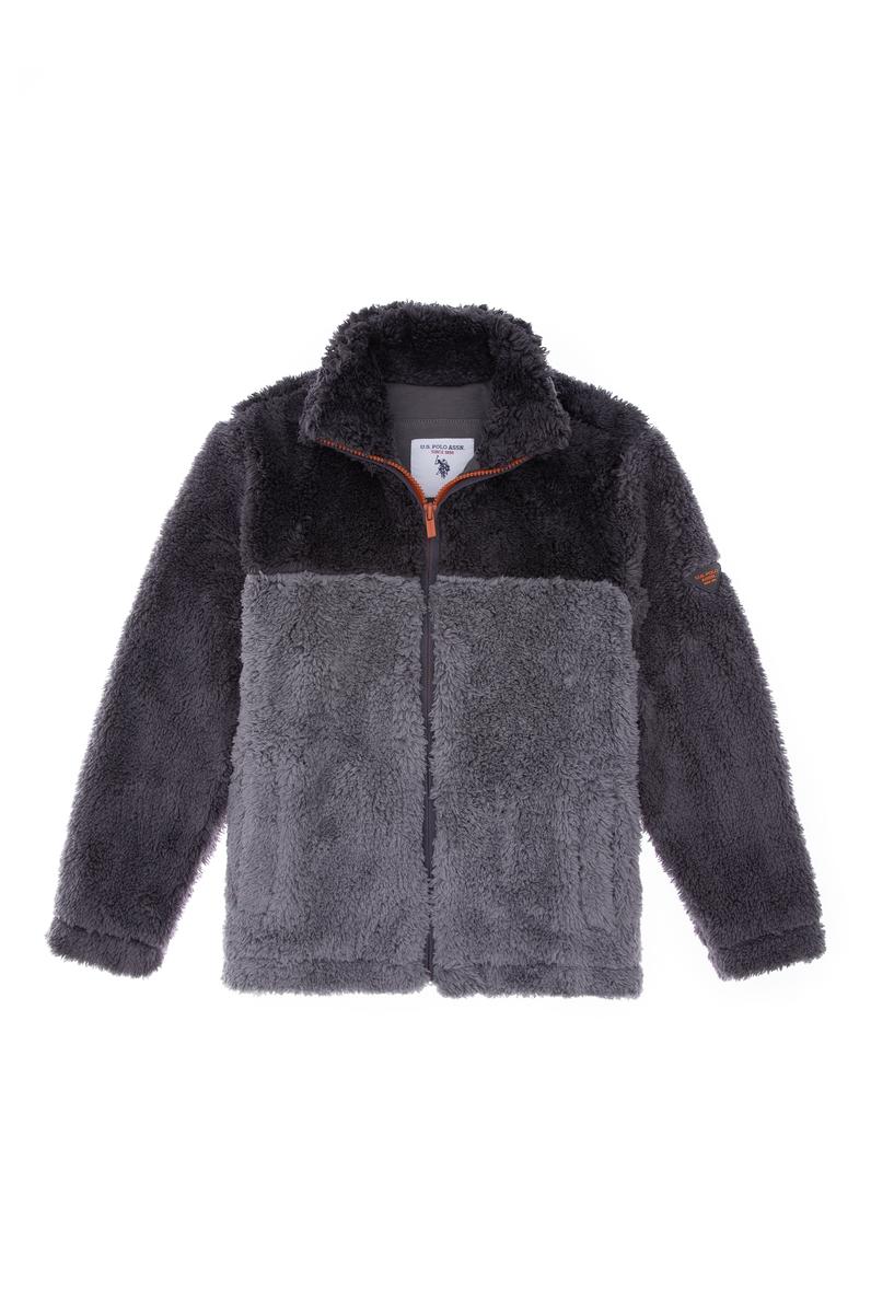 Erkek Çocuk Açık Gri Fermuarlı Polar Sweatshirt