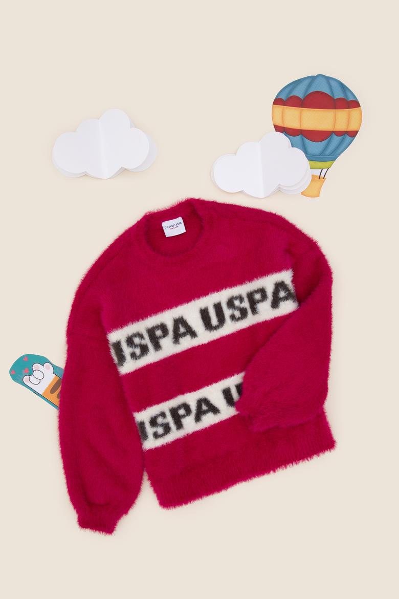 Kız Çocuk Fuşya Bisiklet Yaka Kazak