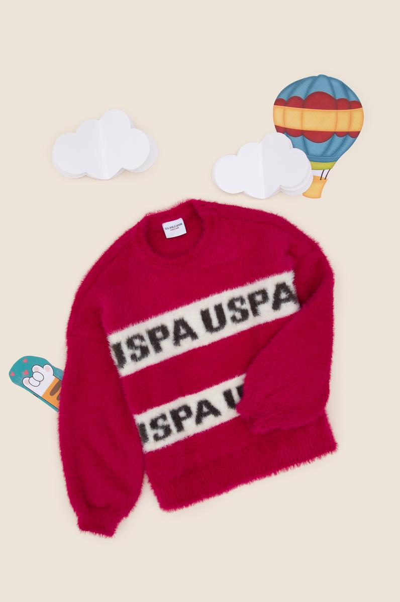 Kız Çocuk Fuşya Bisiklet Yaka Kazak