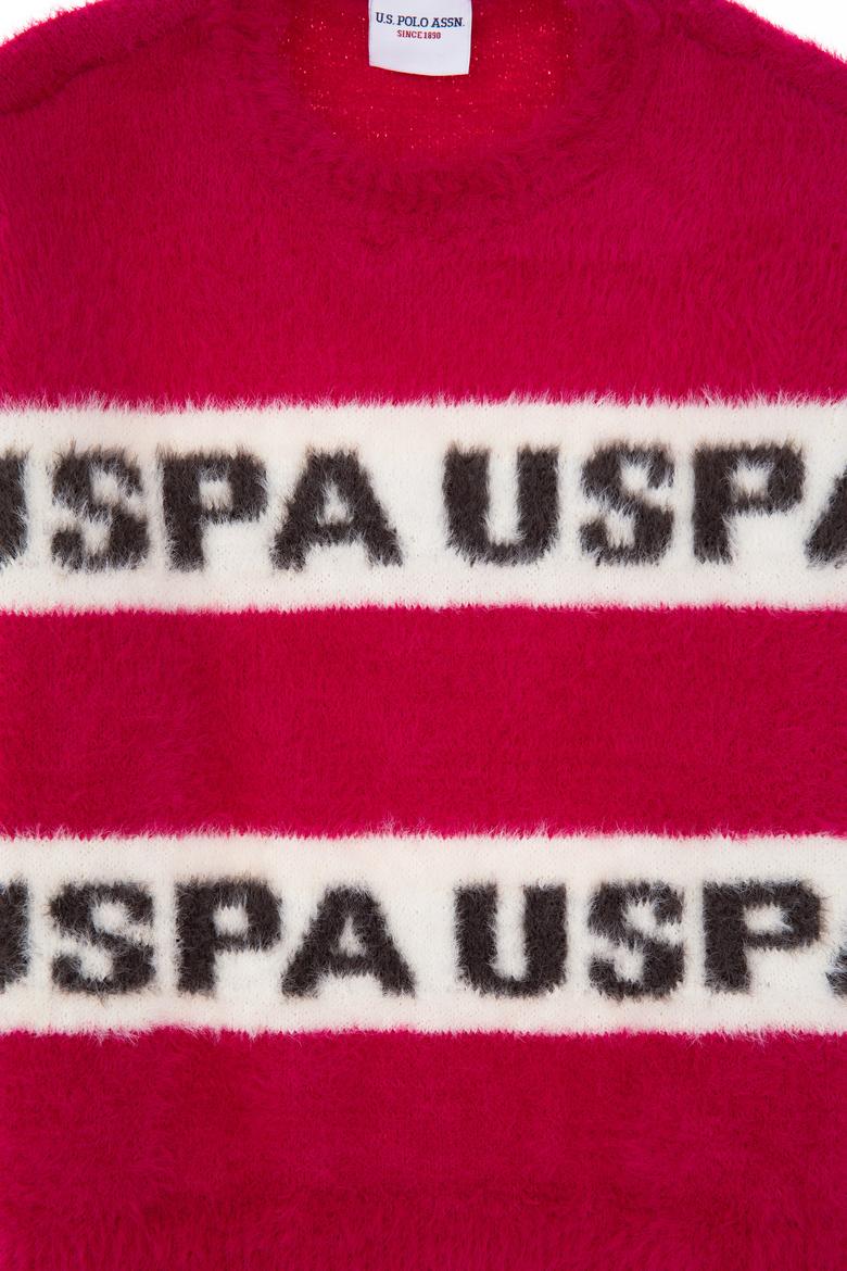 Kız Çocuk Fuşya Bisiklet Yaka Kazak - 50291645009