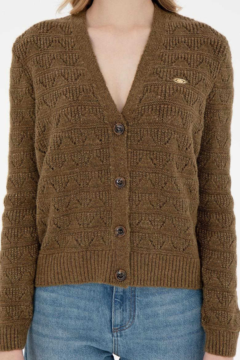 Kadın Haki Triko Hırka - 50293082015