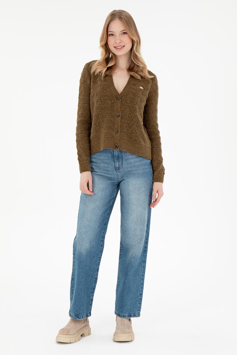 Kadın Haki Triko Hırka - 50293082015