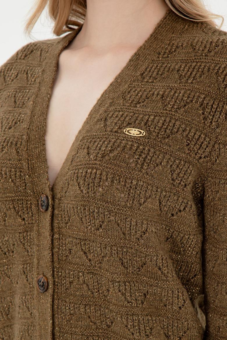 Kadın Haki Triko Hırka - 50293082015