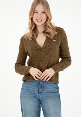 Kadın Haki Triko Hırka - 50293082015