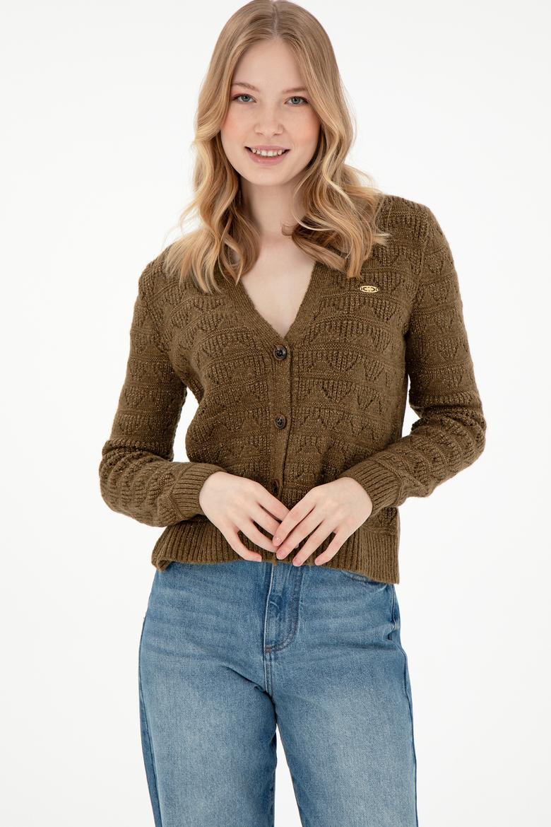 Kadın Haki Triko Hırka - 50293082015