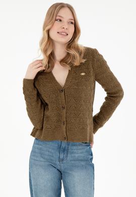 Kadın Haki Triko Hırka - 50293082015