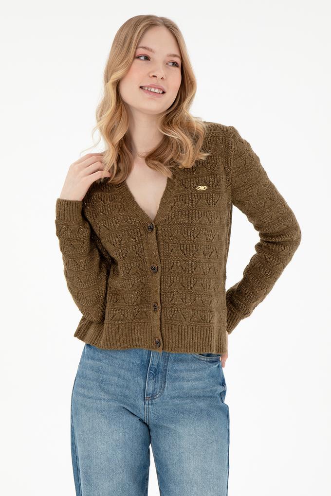 Kadın Haki Triko Hırka