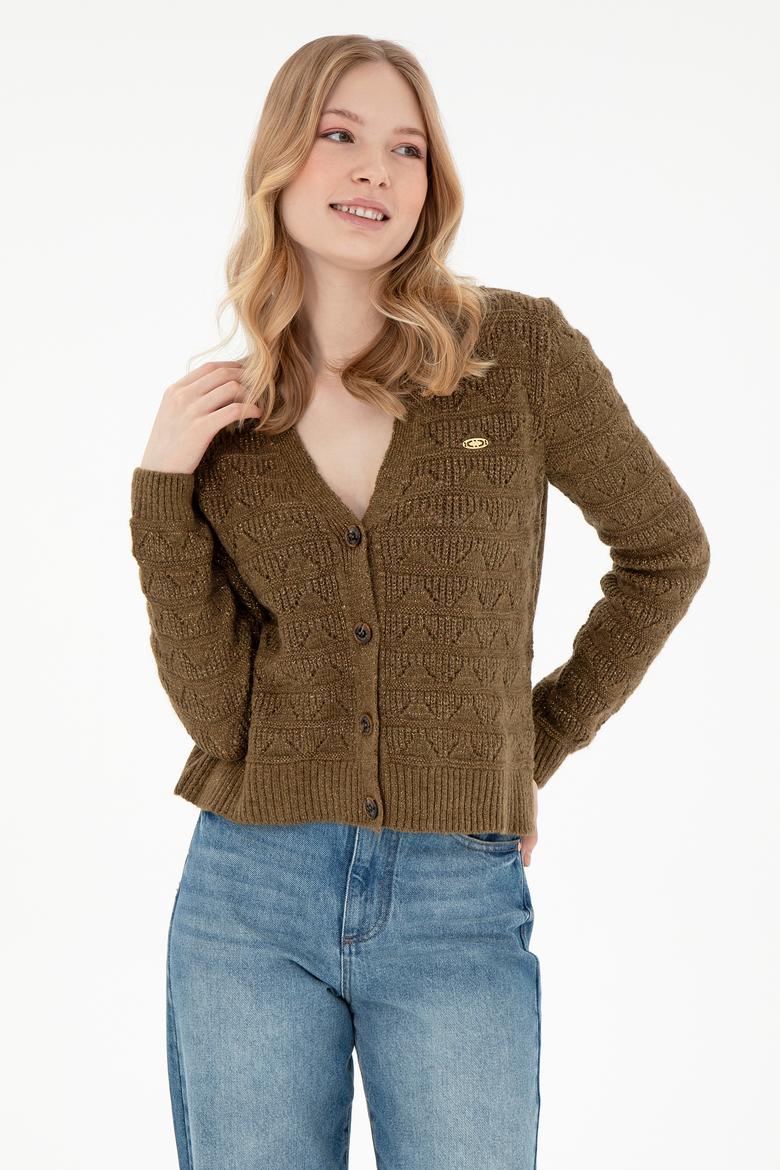 Kadın Haki Triko Hırka