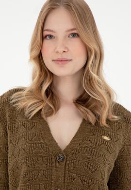 Kadın Haki Triko Hırka - 50293082015