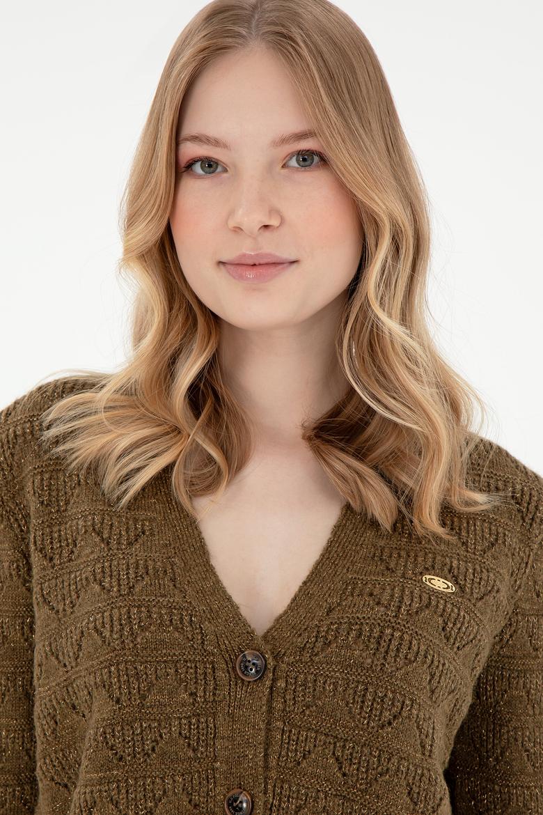 Kadın Haki Triko Hırka - 50293082015