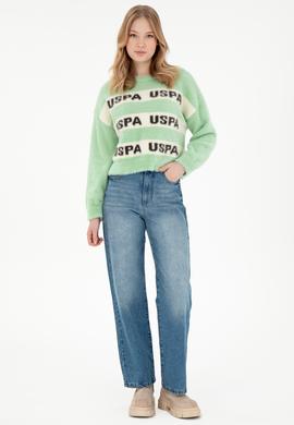 Kadın Mint Bisiklet Yaka Kazak - 50294259014