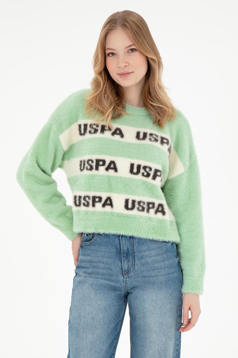 Kadın Mint Bisiklet Yaka Kazak