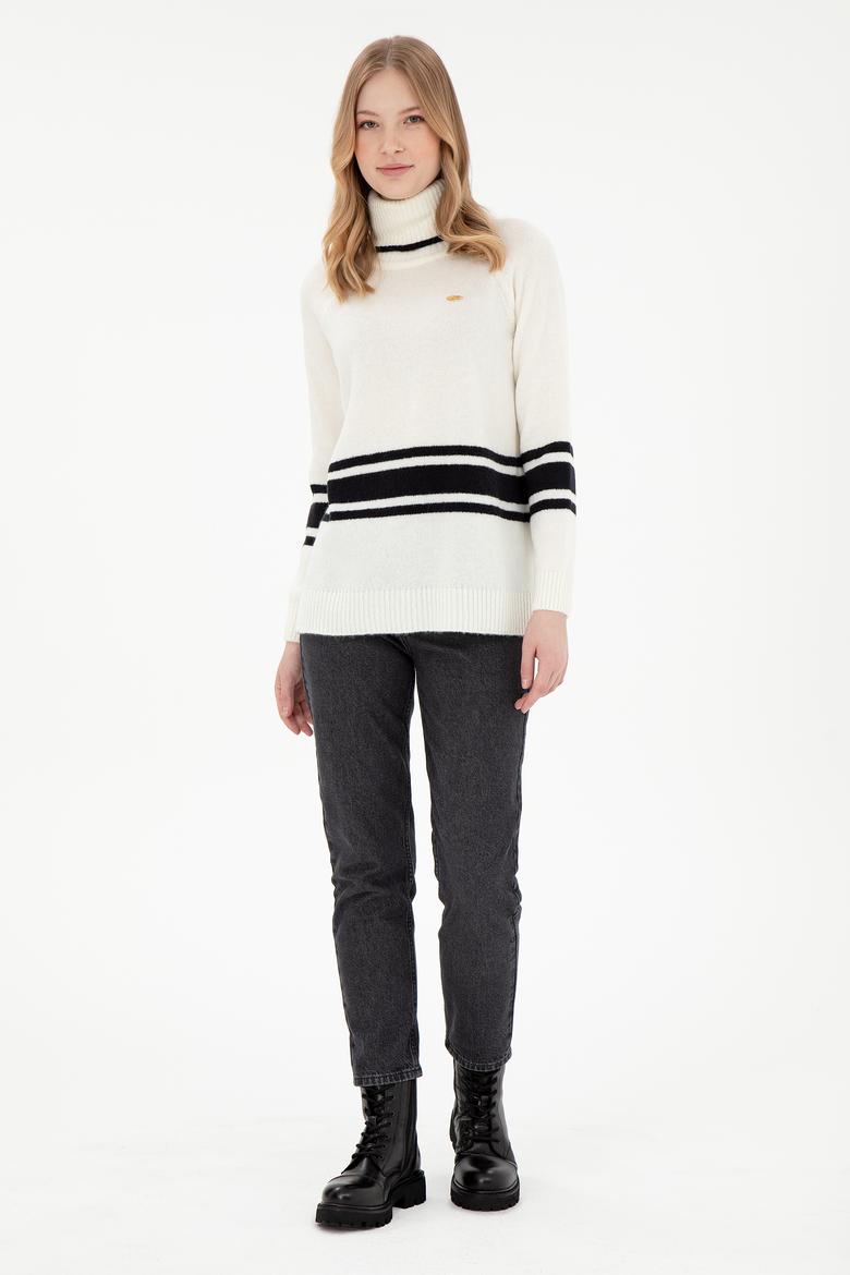 Kadın Krem Boğazlı Kazak - 50297111006