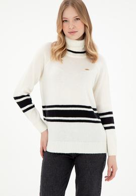 Kadın Krem Boğazlı Kazak - 50297111006