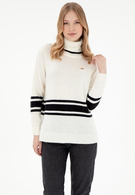 Kadın Krem Boğazlı Kazak - 50297111006