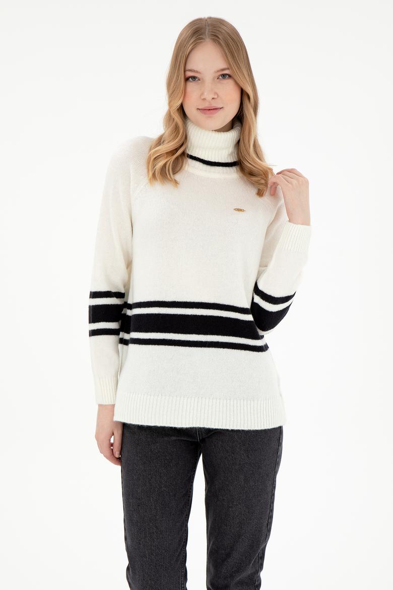 Kadın Krem Boğazlı Kazak