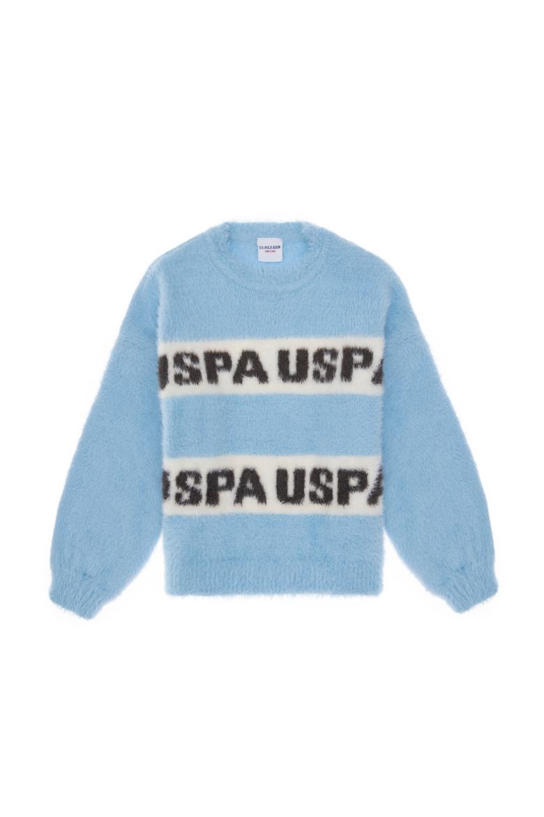 Kız Çocuk Açık Mavi Bisiklet Yaka Kazak - 50291645013