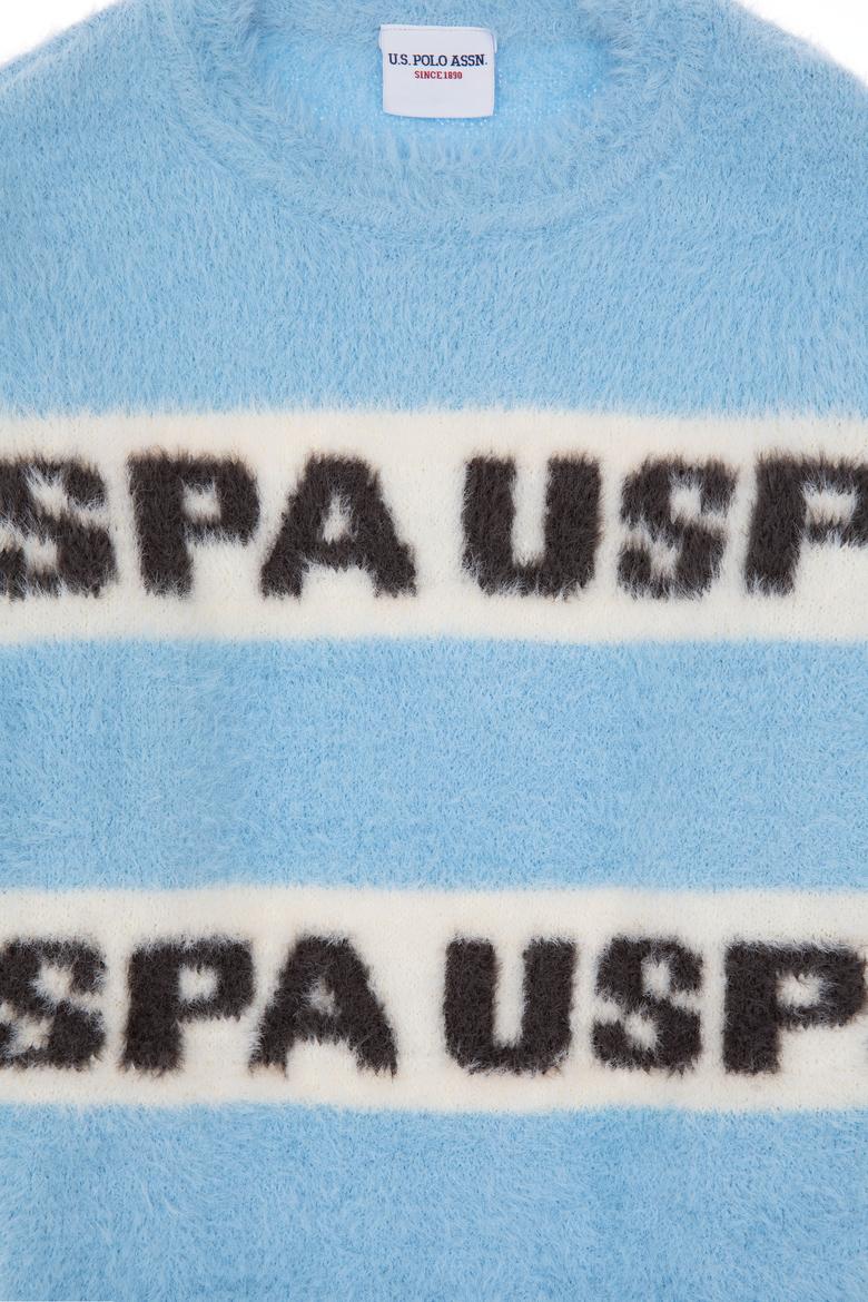 Kız Çocuk Açık Mavi Bisiklet Yaka Kazak - 50291645013