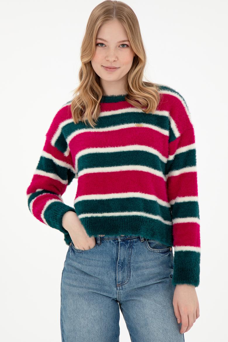 Kadın Fuşya Bisiklet Yaka Kazak - 50293145015