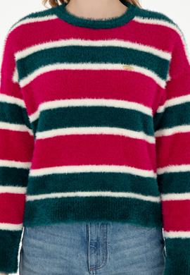 Kadın Fuşya Bisiklet Yaka Kazak - 50293145015