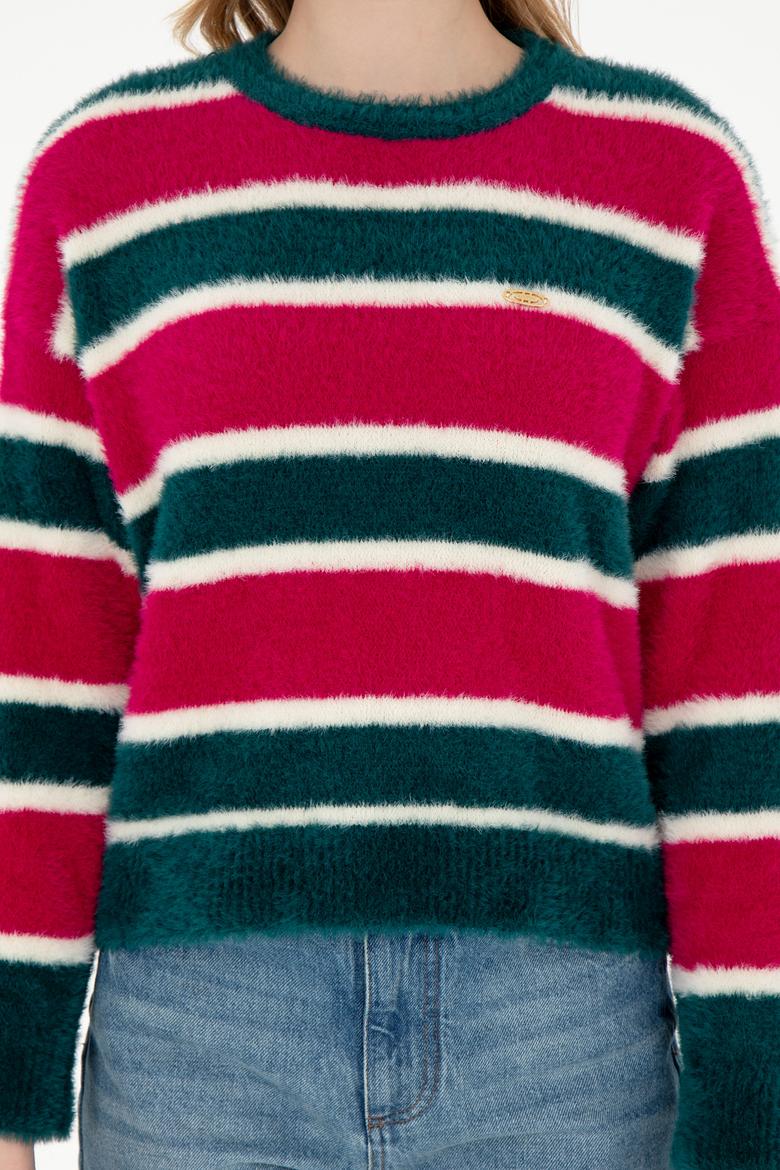 Kadın Fuşya Bisiklet Yaka Kazak - 50293145015