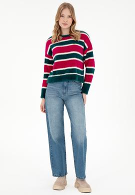 Kadın Fuşya Bisiklet Yaka Kazak - 50293145015