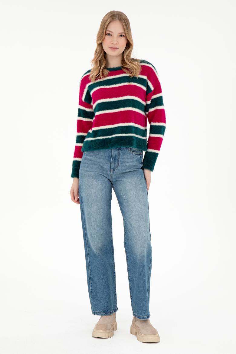 Kadın Fuşya Bisiklet Yaka Kazak - 50293145015