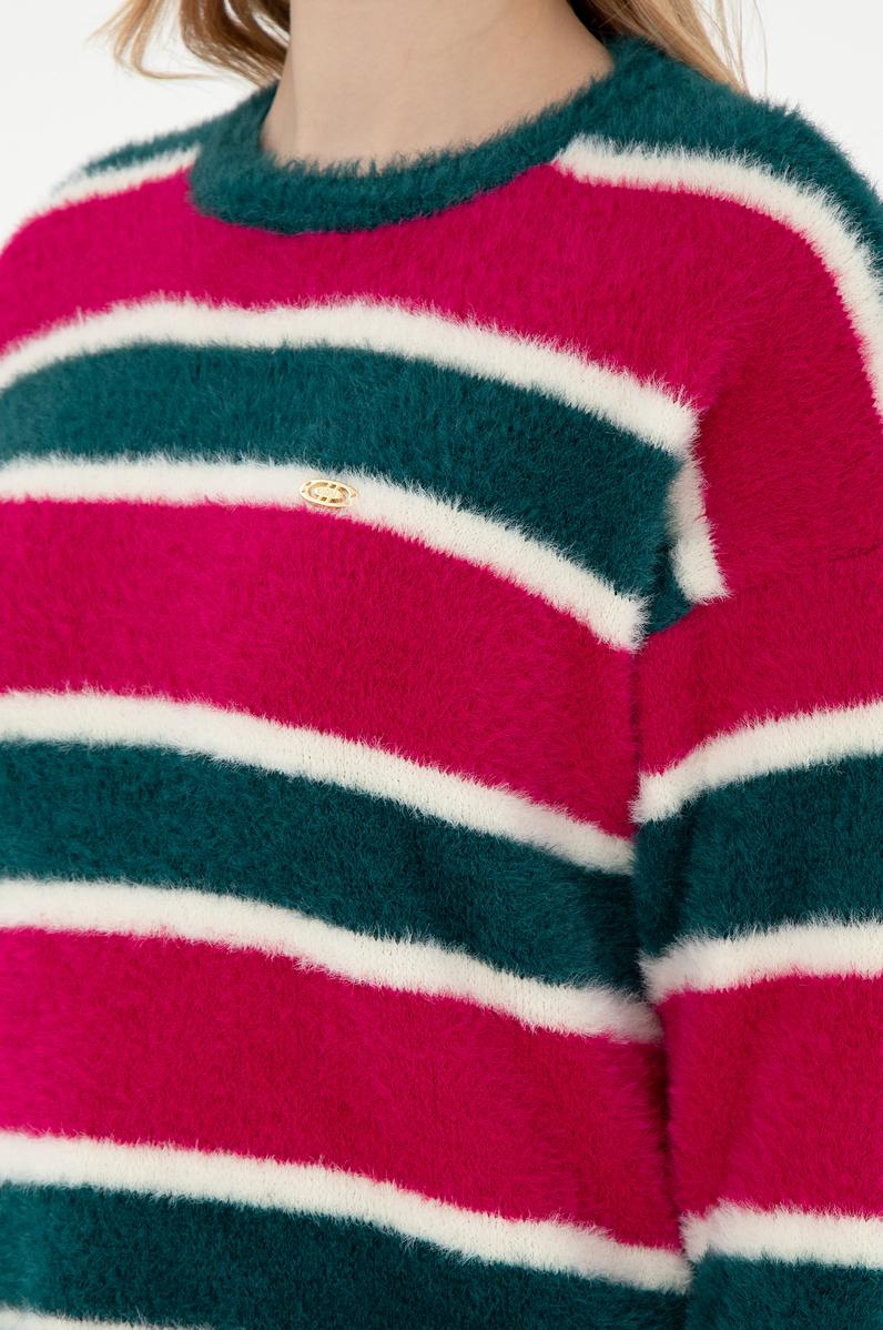 Kadın Fuşya Bisiklet Yaka Kazak