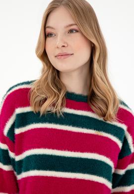 Kadın Fuşya Bisiklet Yaka Kazak - 50293145015