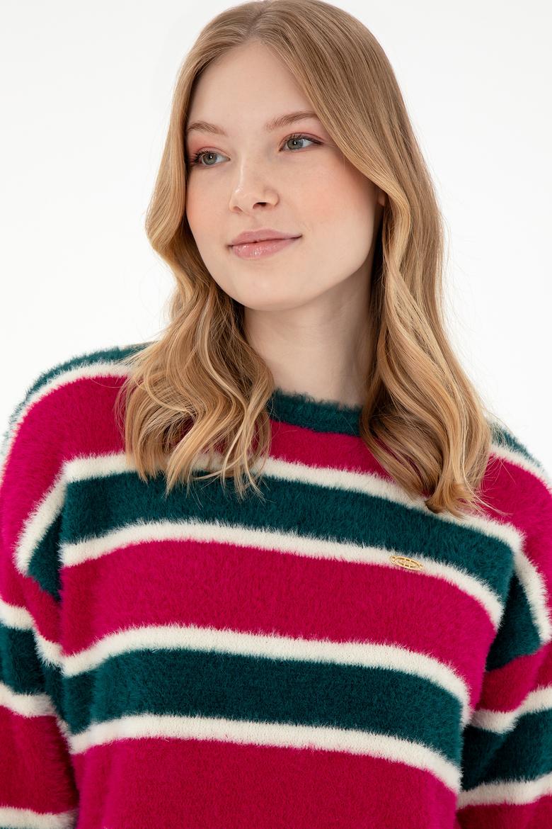 Kadın Fuşya Bisiklet Yaka Kazak - 50293145015