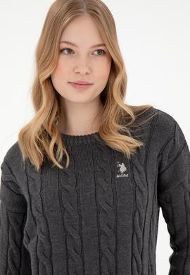 Kadın Antrasit Melanj Bisiklet Yaka Kazak - 50297110003