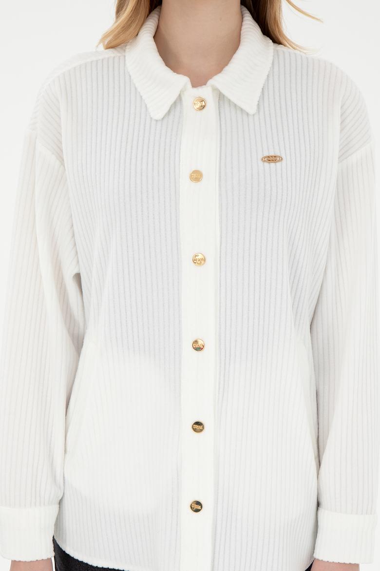 Kadın Krem Örme Gömlek - 50299009004