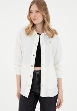 Kadın Krem Örme Gömlek - 50299009004