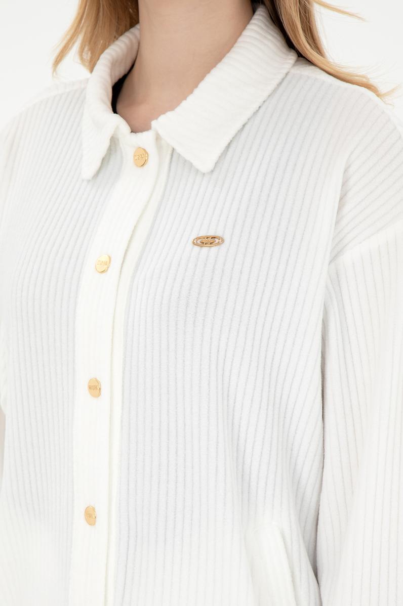 Kadın Krem Örme Gömlek