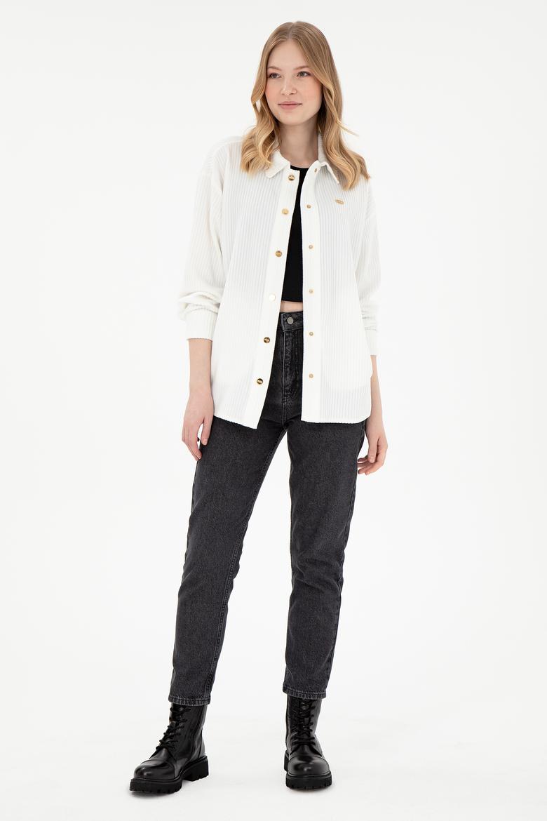 Kadın Krem Örme Gömlek - 50299009004