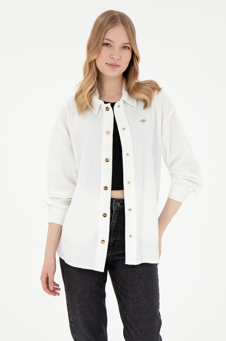 Kadın Krem Örme Gömlek