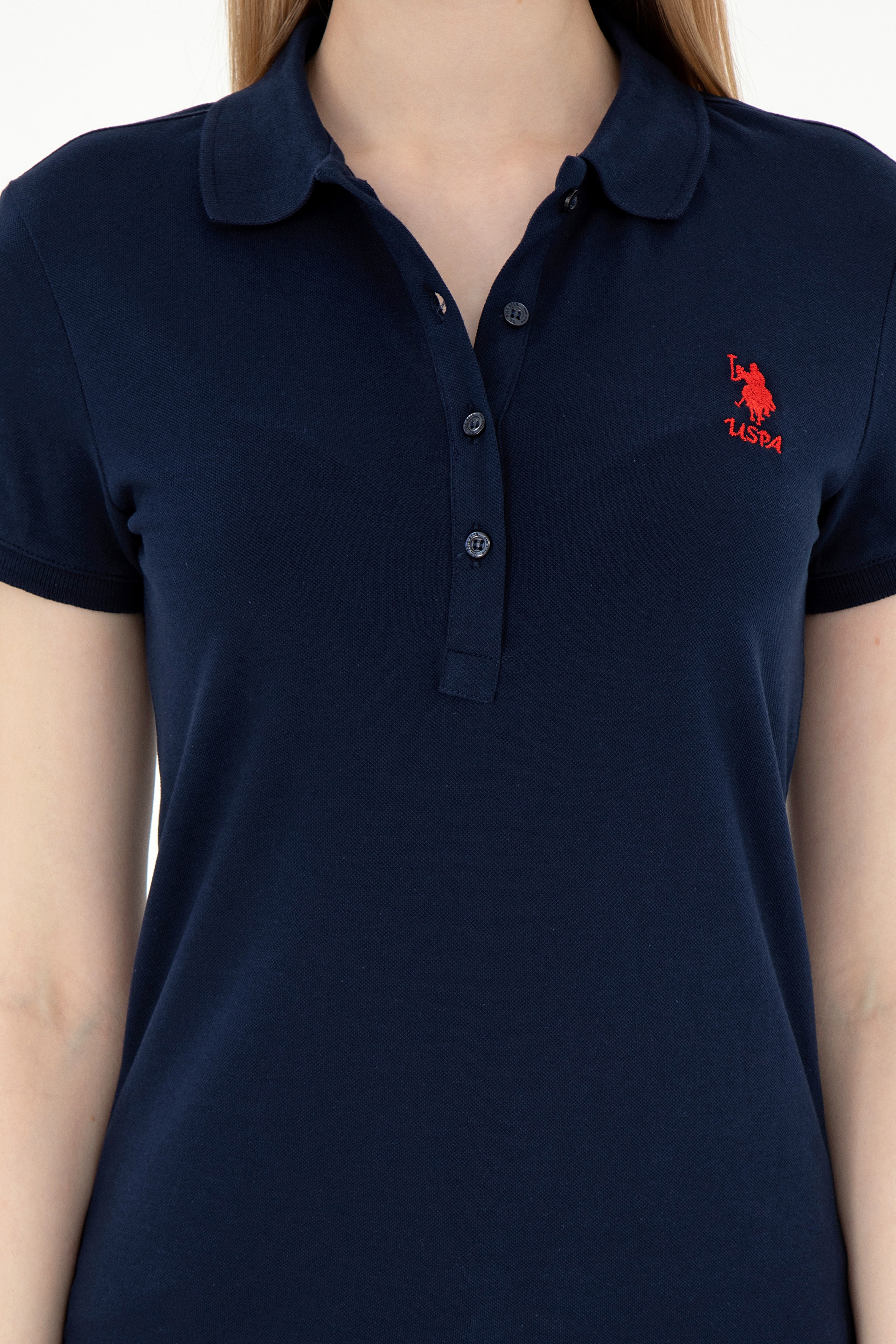 Kadın Lacivert Basic Polo Yaka Tişört - Image 6