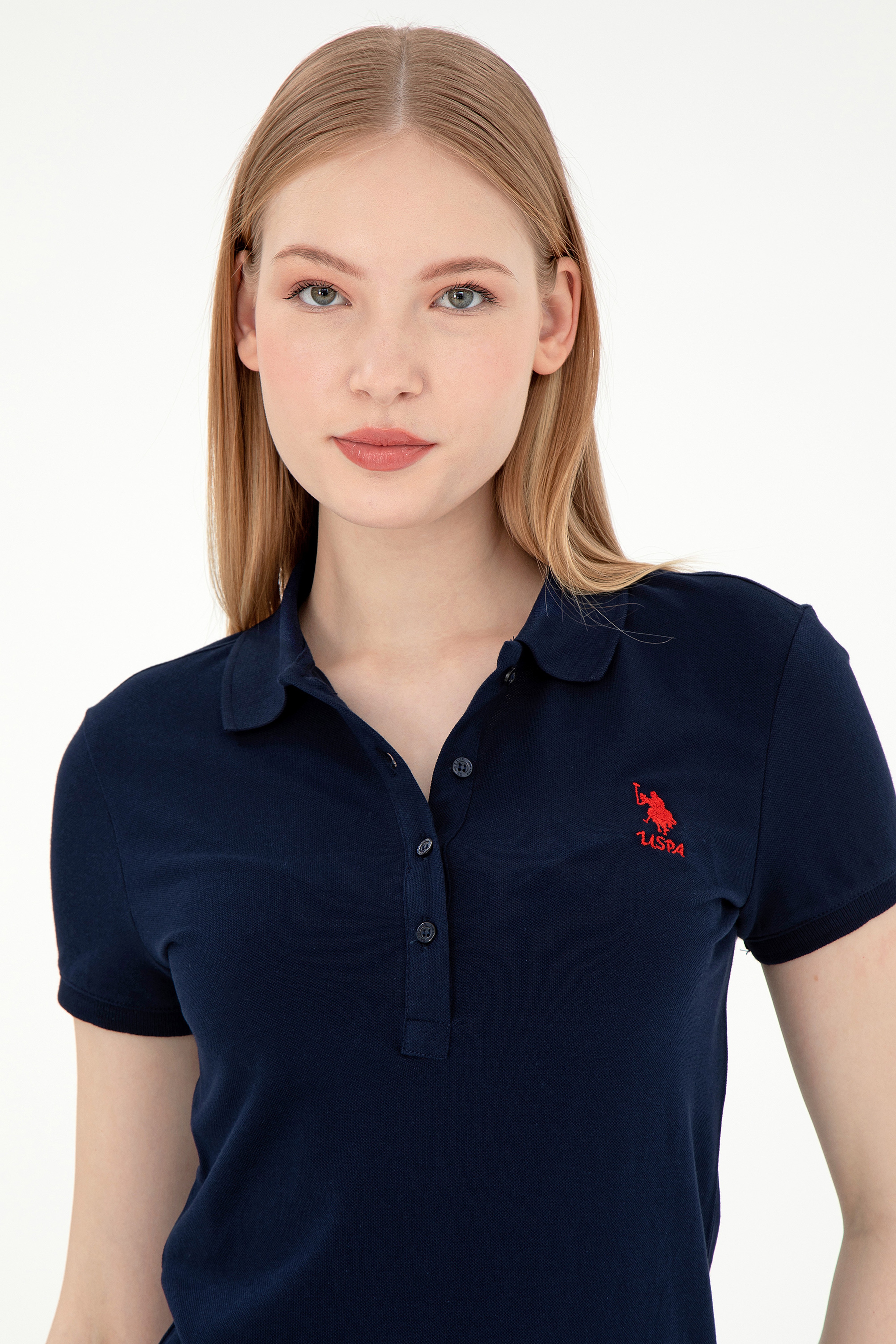 Kadın Lacivert Basic Polo Yaka Tişört