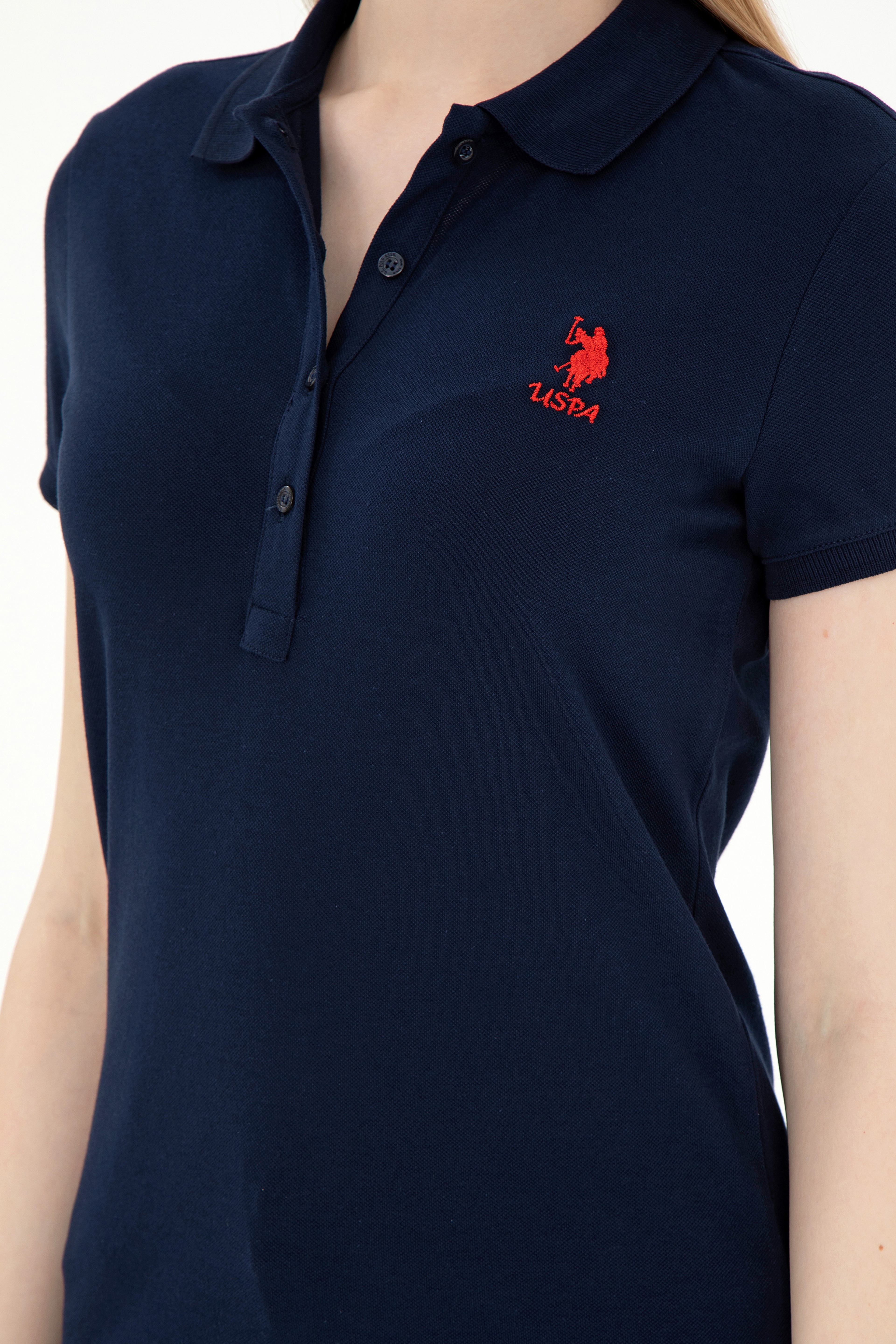 Kadın Lacivert Basic Polo Yaka Tişört