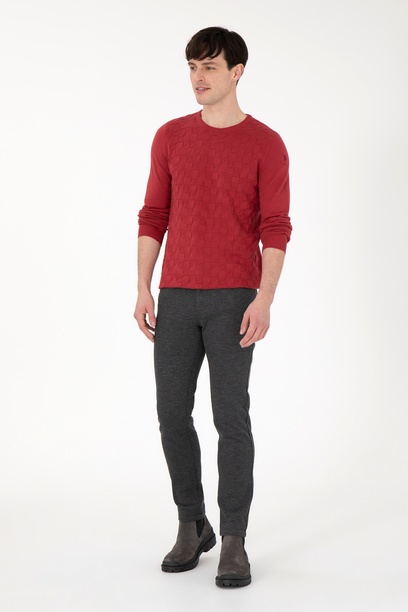 Erkek Slim Fit Antrasit Kanvas Pantolon