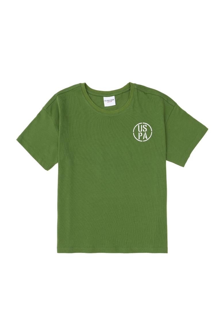 Erkek Çocuk Yeşil Oversize Bisiklet Yaka Tişört