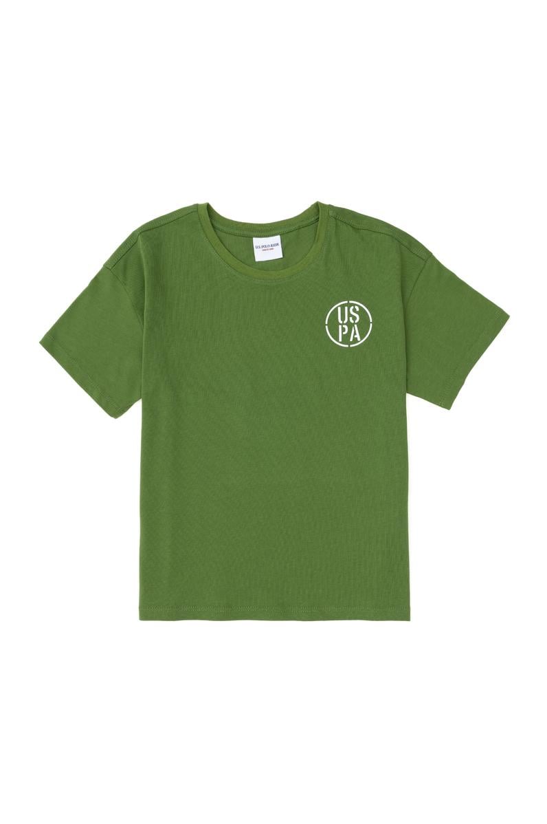 Erkek Çocuk Yeşil Oversize Bisiklet Yaka Tişört